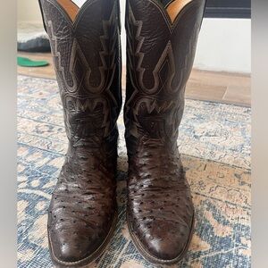 Rios of Mercedes Full Quill Ostrich Cowboy Boots – Chocolate – Mens 10D